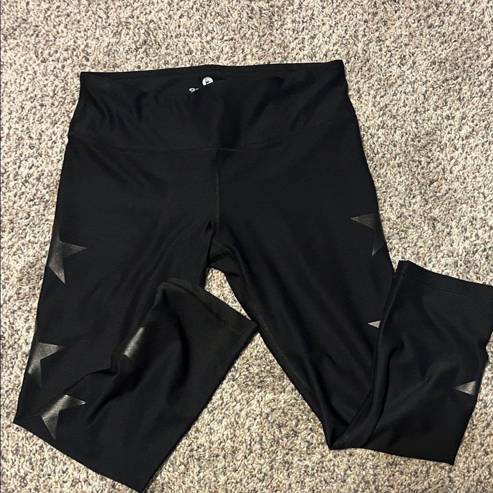 90 Degree By Reflex Black Leggings with Star Accents, Size M